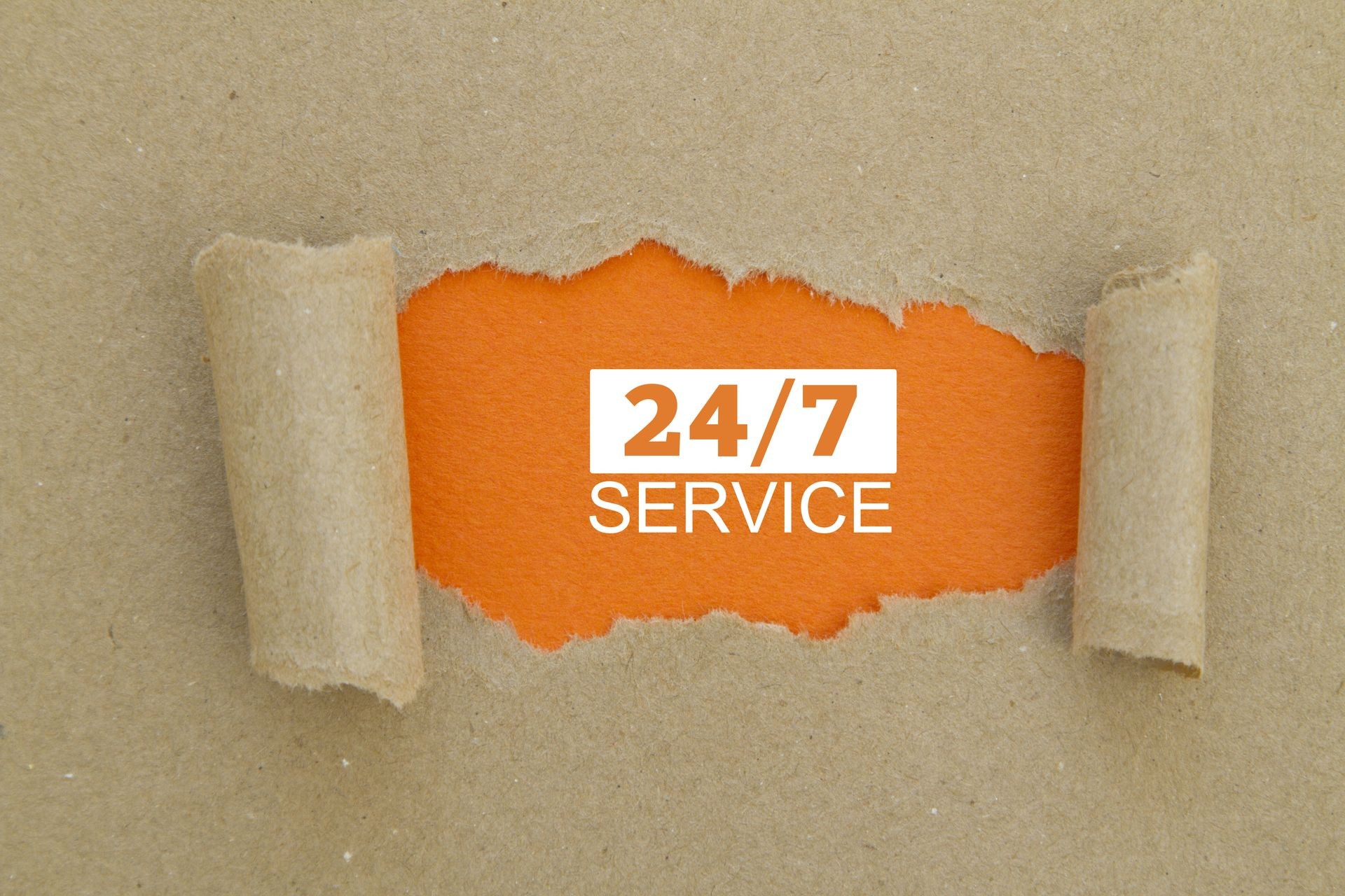 Word 24/7 SERVICE written under torn paper.