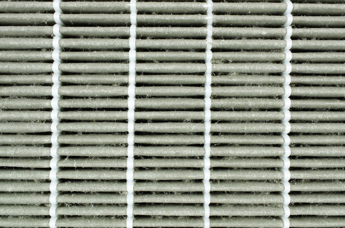 Used replaceable air purifier filter close-up